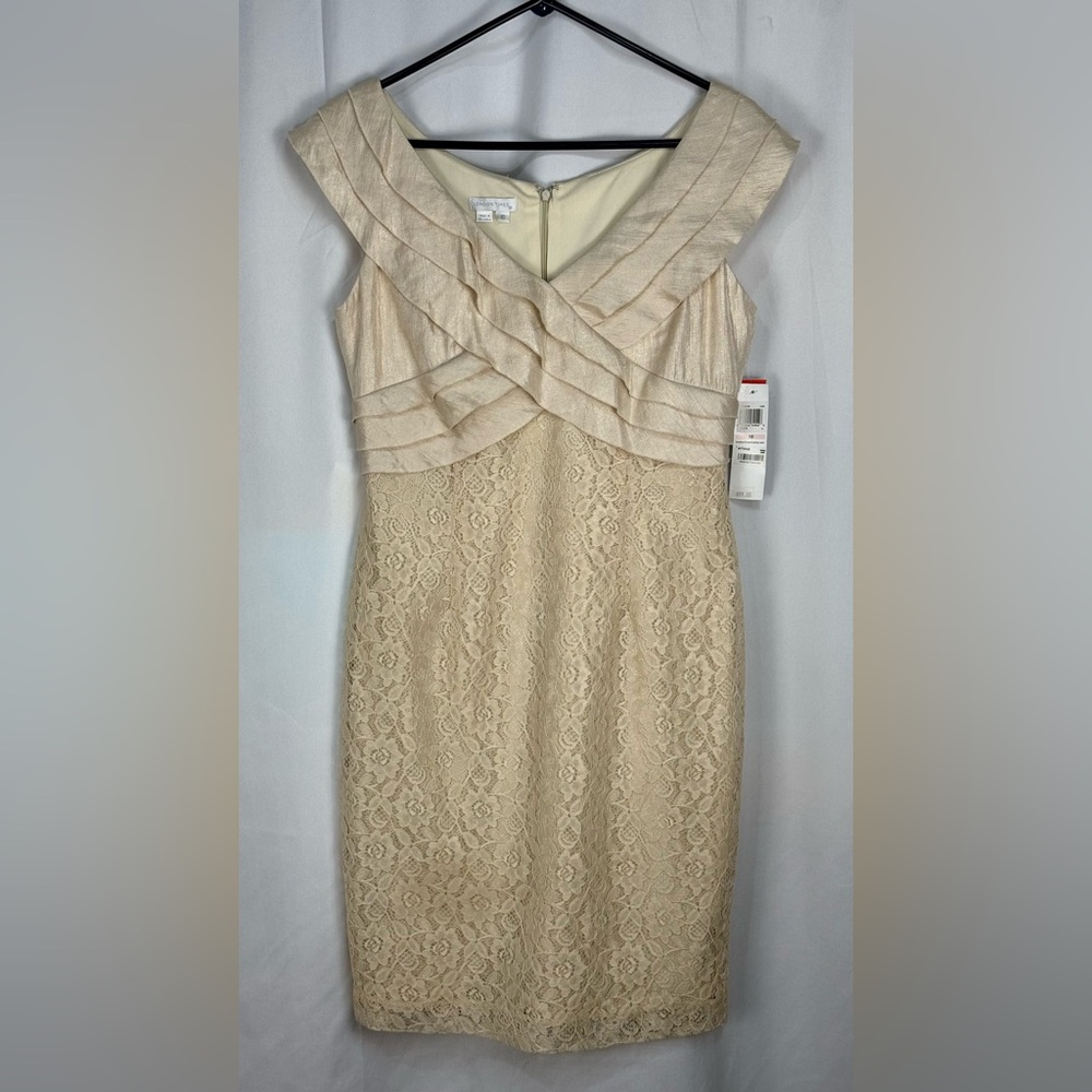 London Times Tan Cocktail Dress Size 10 NEW.